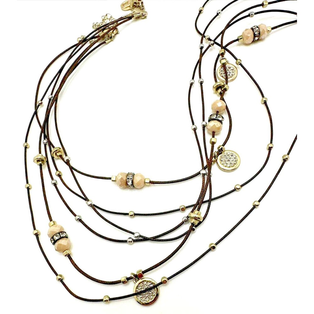 Premier Designs VINTAGE VIBE Necklace Multi Strand Rhinestone Long 34" Statement